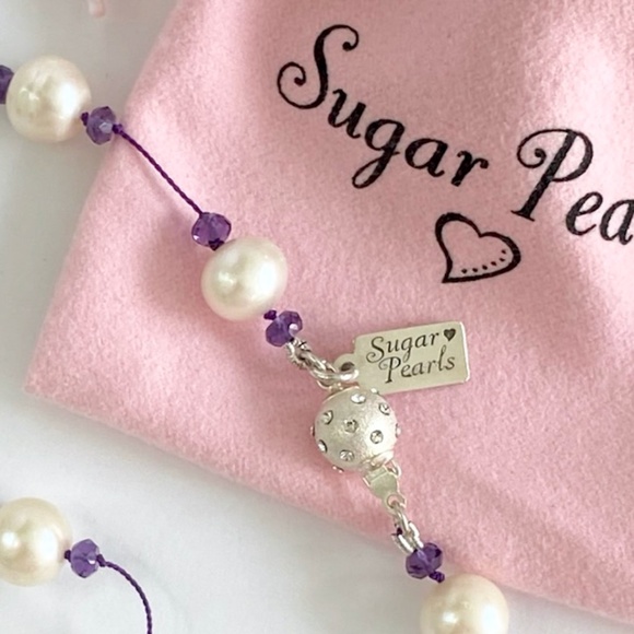 Tin Cup Pearl and Amethyst Necklace - Picture 5 of 6